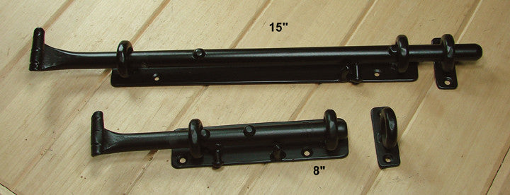 Heavy Duty Rustic Surface Slide Bolts (with eyelet) for top of door or horizontal use - Wild West Hardware