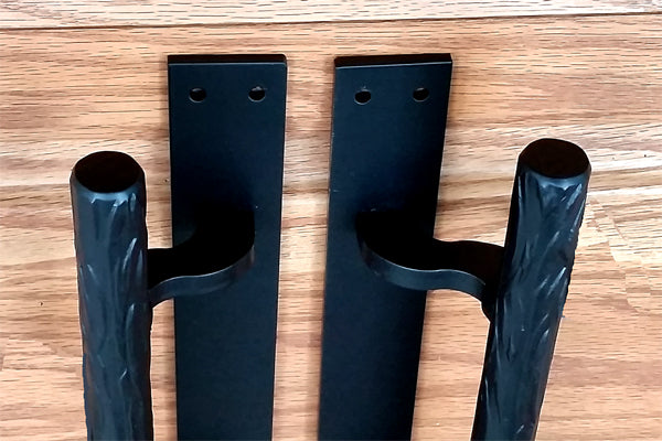 Offset Tree Branch Door Pull - Black powder coat finish - 12" handle, 12" back plate - Wild West Hardware