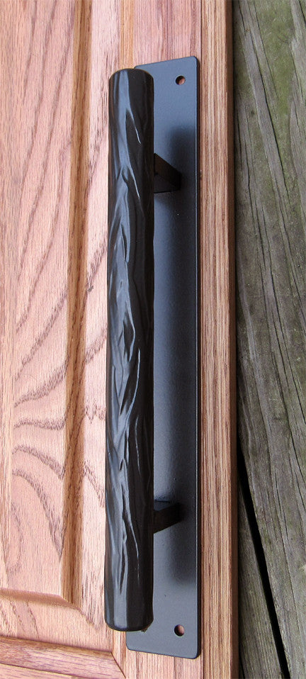 Tree Branch Door Pull #1 - 10&quot; handle, 12&quot; back plate - Wild West Hardware