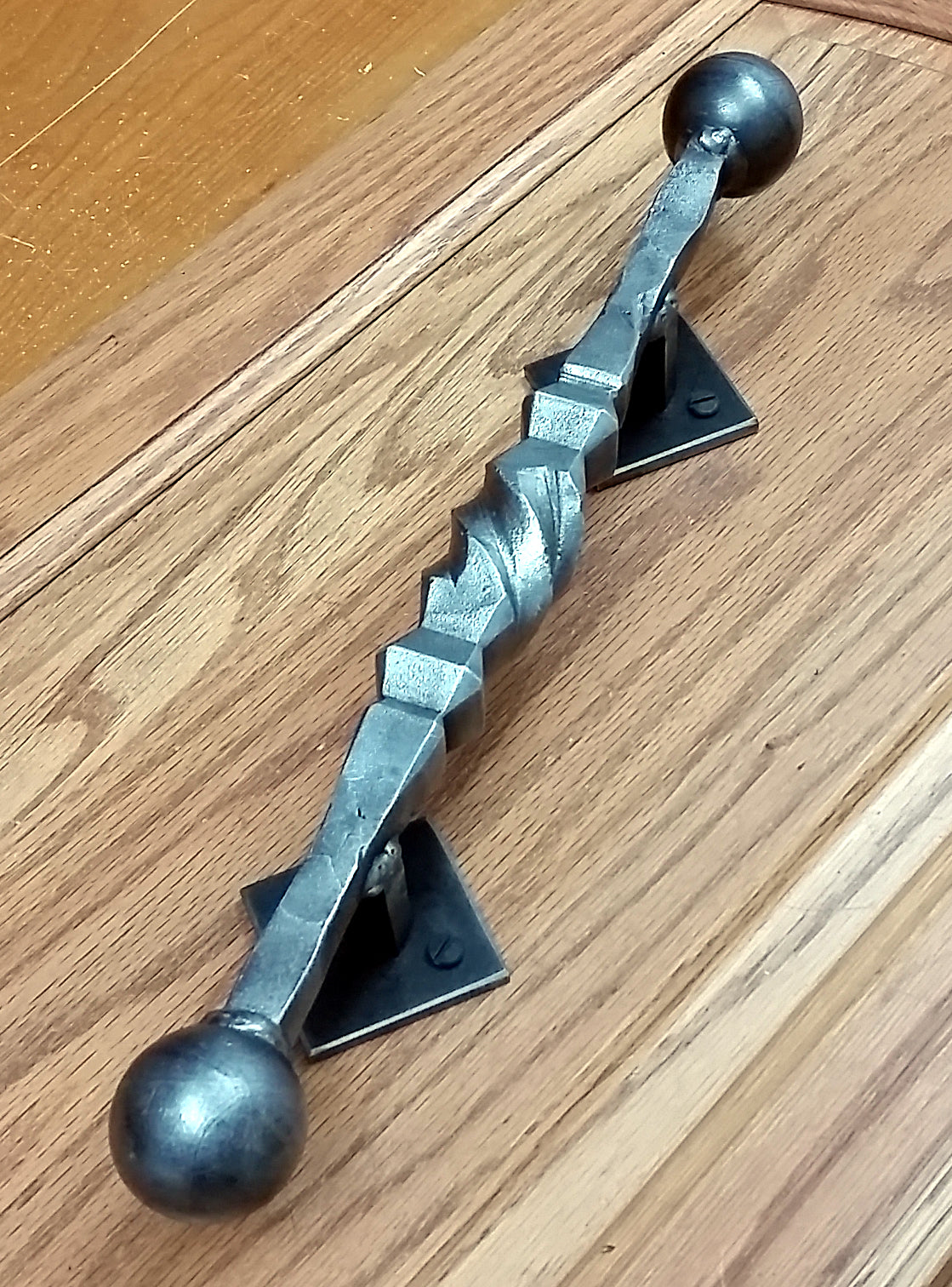 Tuscan Door Pull Barn Door Handle with Ball Finials - Natural Metal - Wild West Hardware