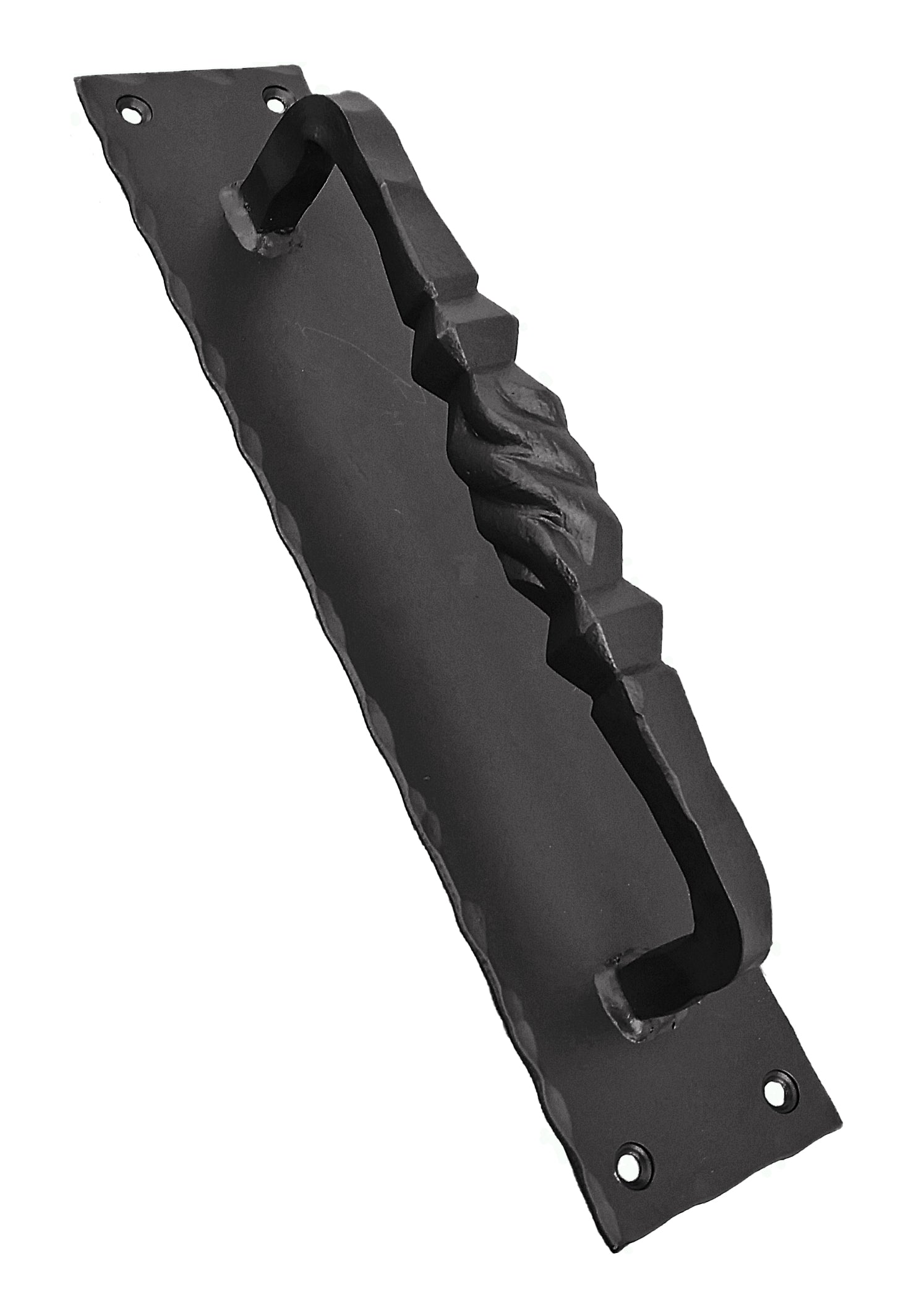 A Tuscan-style door handle measuring 4 inches and available in white, displayed on a white background.