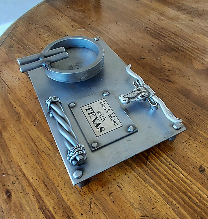 Cigar Ashtray, Steel, Metal Art, Texas Gift - WO Cigar - Wild West Hardware