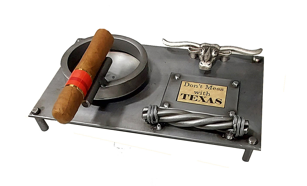 Cigar Ashtray, Steel, Metal Art, Texas Gift - Large Ashtray - Wild West Hardware