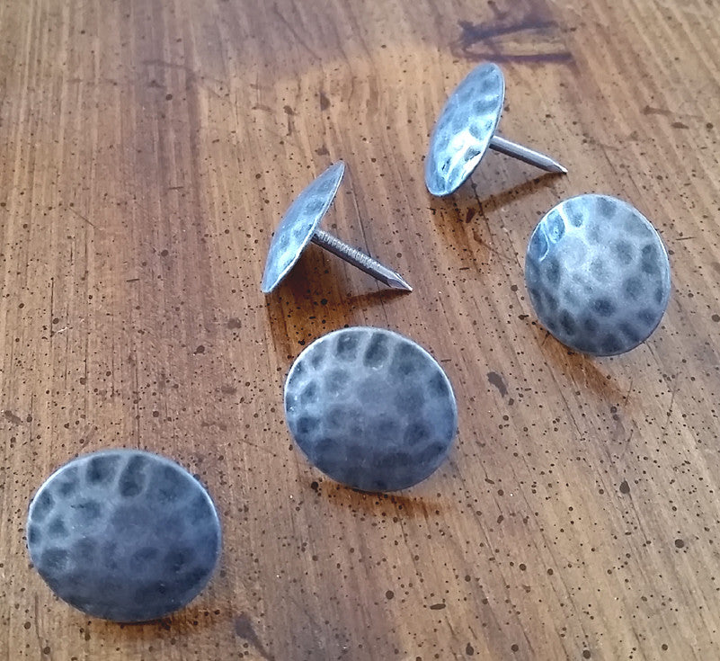 ROUND Clavos 1" dia., Timeworn, distressed, hammered look, pewter finish - Wild West Hardware