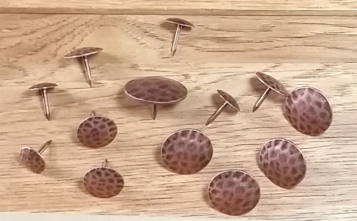 ROUND Clavos, Timeworn, distressed, hammered look, antique copper finish - Wild West Hardware