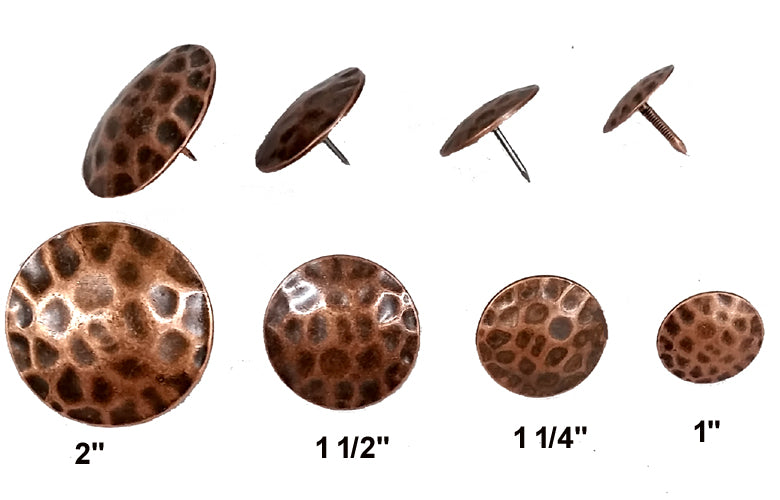 Decorative Nails,  Round Hammered Effect,  Antique Copper finish - Wild West Hardware