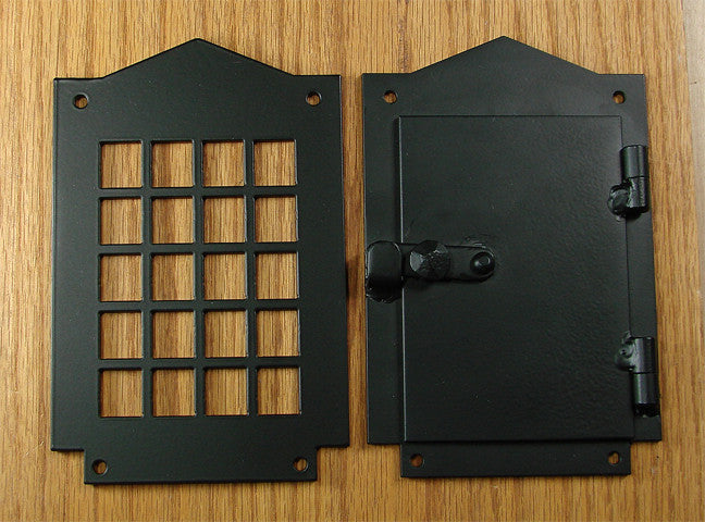 Peephole Viewer, Hinged Door Viewer, Craftsman Style, 2 pc. Speakeasy Door Grille Viewer Kit) - Wild West Hardware