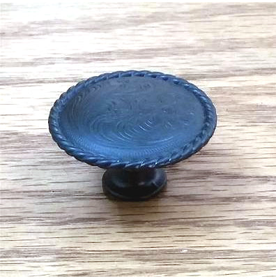 Engraved Knob w/ rope edge, Oil Rubbed Bronze finish - Wild West Hardware