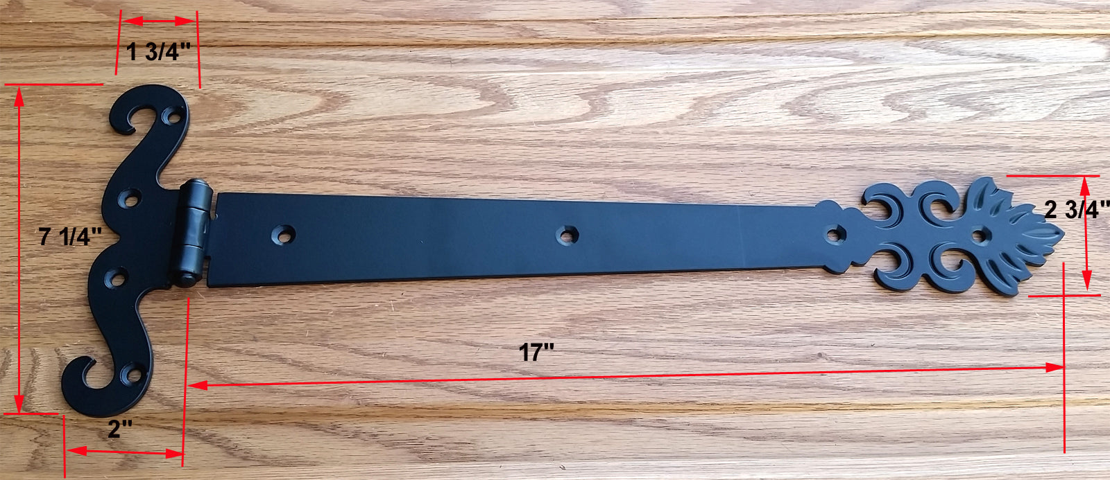 Decorative T-Hinge, Strap Hinge, The "Wildflower" - Wild West Hardware
