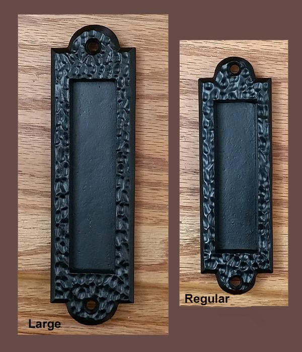 Flush Pull, Finger Pull Handle with Distressed, Pitted Look, Black - Wild West Hardware