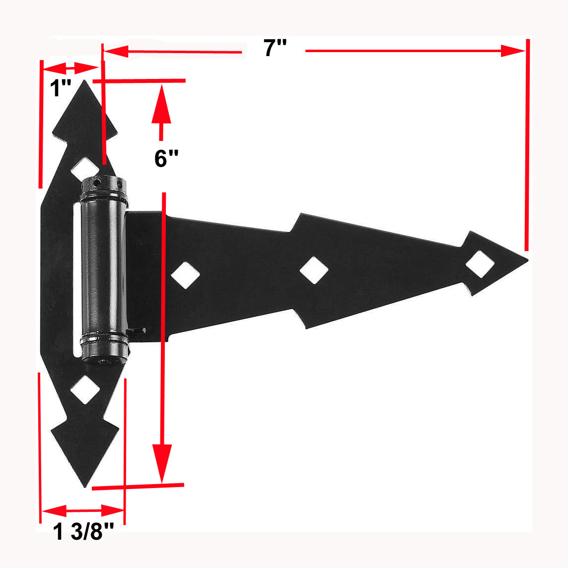 T Hinges - Decorative Spring Hinges -Black - 7 Inches (2 Pack) - Wild West Hardware