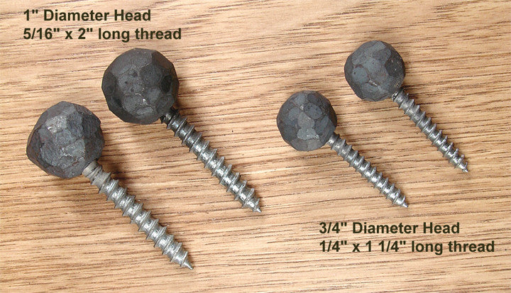 Hammered Ball Head Lag Screws - 1" dia. head, 5/16 x 2" thread - Wild West Hardware
