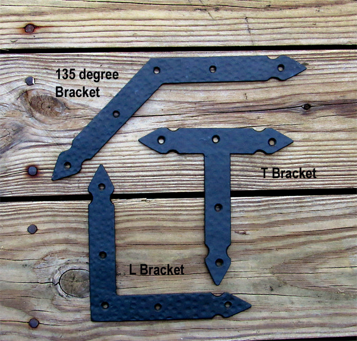 Hand-forged, Rustic Hammered Brackets, Braces (incl Rustic head screws) - Wild West Hardware