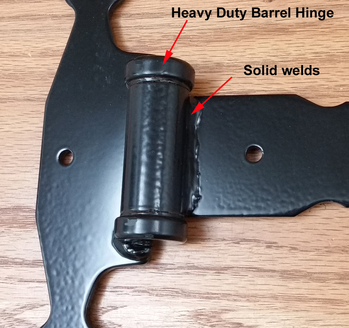 T Hinge - Heavy Duty - 12.5  Inch Decorative Strap Hinge - Black - Wild West Hardware