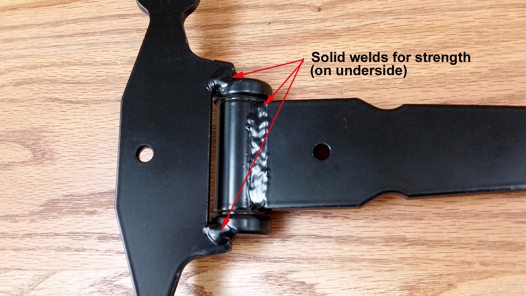 T Hinge - Heavy Duty - 12.5  Inch Decorative Strap Hinge - Black - Wild West Hardware