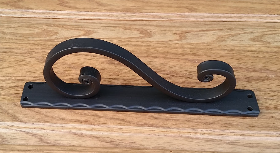Medium Scroll Door Pull, Gate Pull, Matte Bronze finish - Wild West Hardware