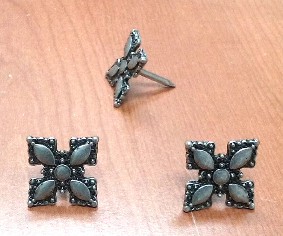 Ornate Style Clavos, 7/8" x 7/8" - Antique Silver finish - Wild West Hardware