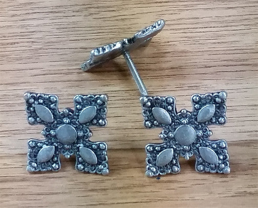 Ornate Style Clavos, 1 1/4" x 1 1/4" - Antique Silver finish - Wild West Hardware