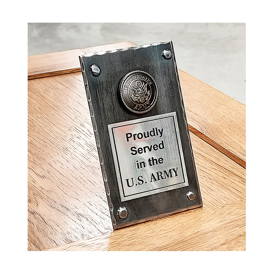 Veteran Gift, US ARMY Vet Gift - Desk Plaque with US ARMY Emblem, Metal Art, Patriotic Gift