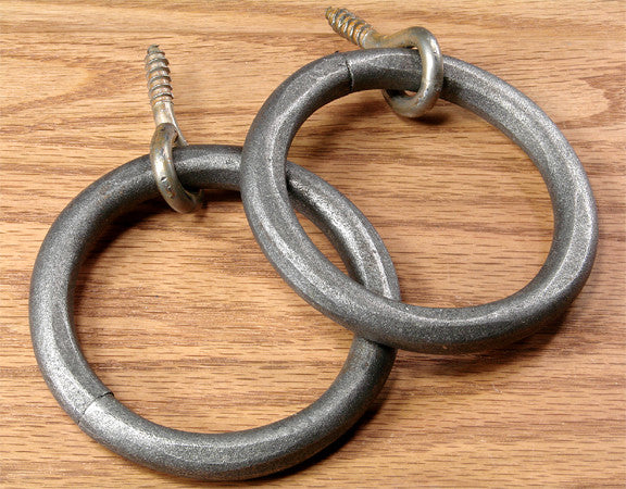Hammered Rustic Ring Pull (4&quot; ring) with eye lag screw mount - Wild West Hardware