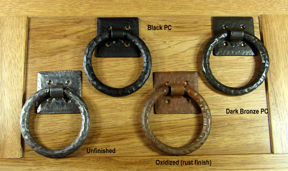Distressed 4" ring Door Knocker with hammered back plate - Wild West Hardware