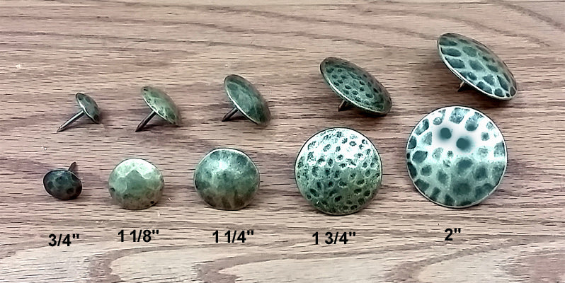 Decorative Nails,  Round Hammered Effect,  Antique Brass finish - Wild West Hardware