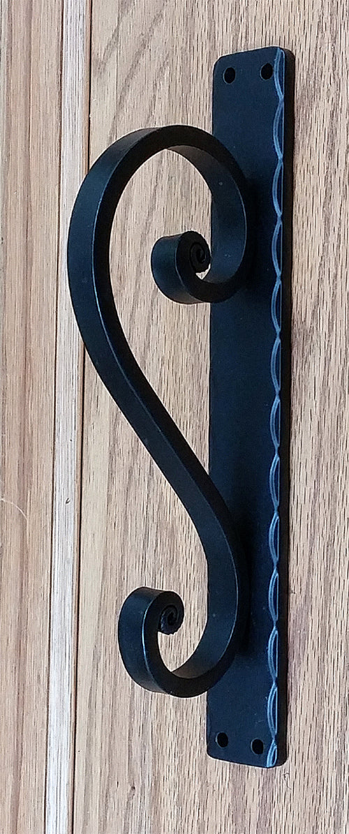 Medium Scroll Door Pull, Gate Pull, Black Powder Coat Finish - Wild West Hardware