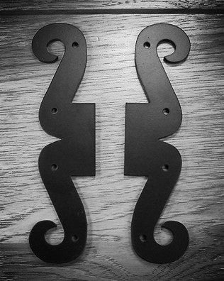 Scrolled Decorative Dummy Hinge (Faux hinge) Black Powder coat finish (sold each, not as pair) - Wild West Hardware