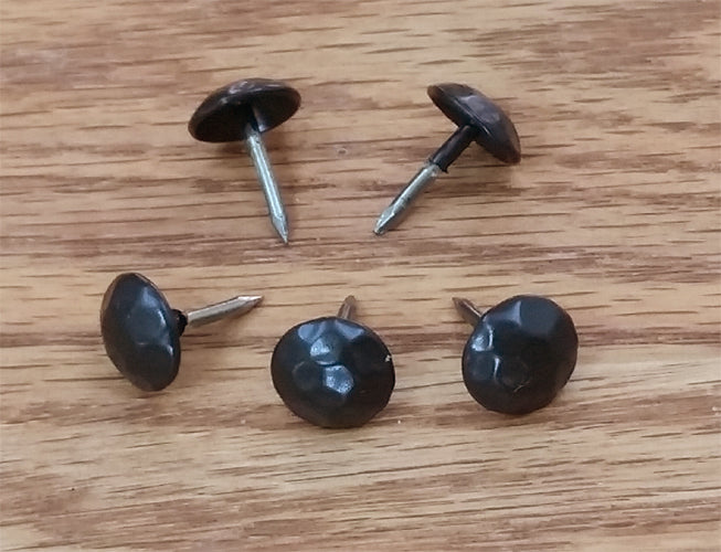 Small Round Hammered Clavos -   7/16" dia.,  Dark Bronze powder coat finish (25 pack) - Wild West Hardware