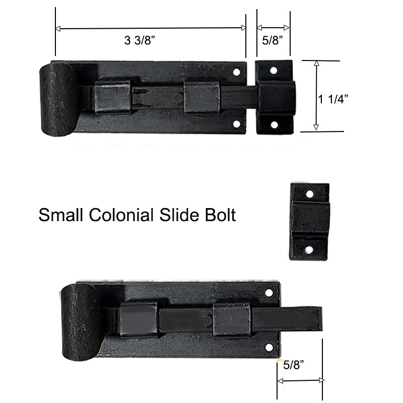 Colonial Surface Slide Bolt with curled handle - Wild West Hardware