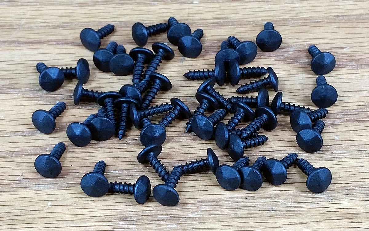 Small Clavos Head with hammered effect and screw shank- Black (sold in packs of 50 and up) - Wild West Hardware