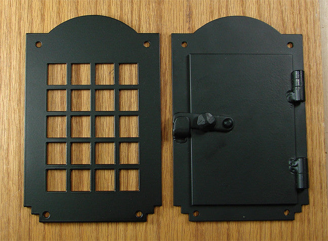 Hinged Door Viewer, Peephole Viewer, Arched Top, 2 pc. Speakeasy Door Viewer Kit - Wild West Hardware