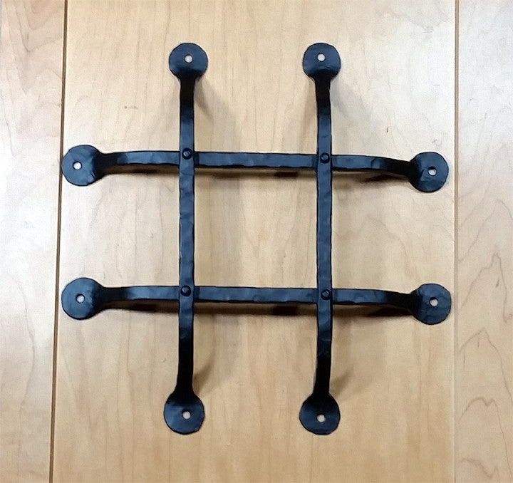 Premium Flat Tipped Speakeasy Grille  - Size: 12" x 12"  4 Bars, Black Powder Coat finish - Wild West Hardware