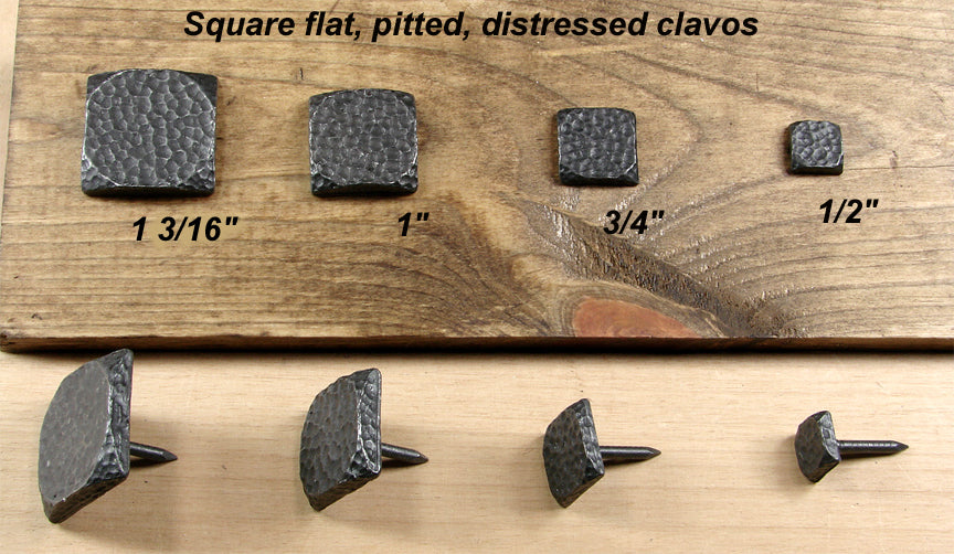 Premium Square Flat Clavos with pitted distressed look - Wild West Hardware
