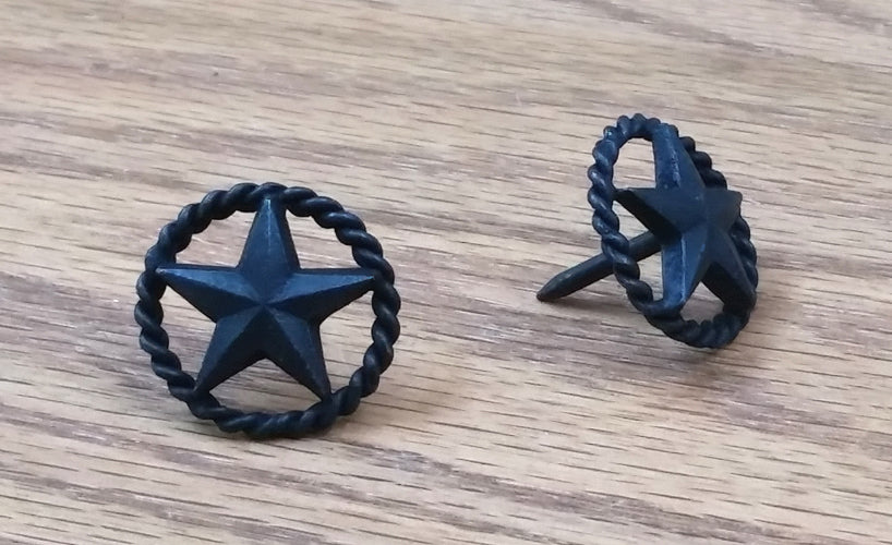 Premium 1&quot; Star Clavos with Rope Edge -Oil rubbed bronze finish - Wild West Hardware