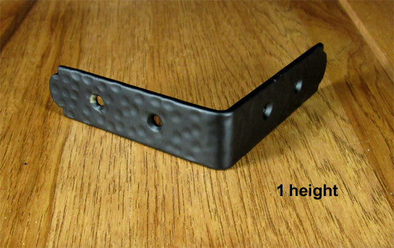 Rustic, hammered Table Edge Corner Bracket - 1" high  (incl Rustic Head screws) - Wild West Hardware
