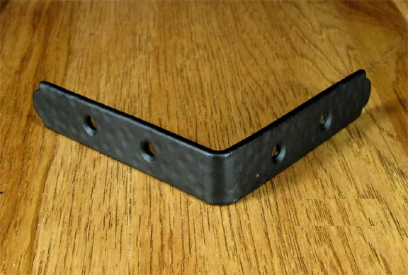 Rustic, hammered Table Edge Corner Brackets - 3/4&quot; high (Incl Rustic head screws) - Wild West Hardware