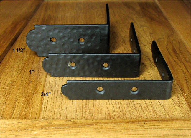 Rustic, hammered Table Edge Corner Bracket - 1&quot; high  (incl Rustic Head screws) - Wild West Hardware