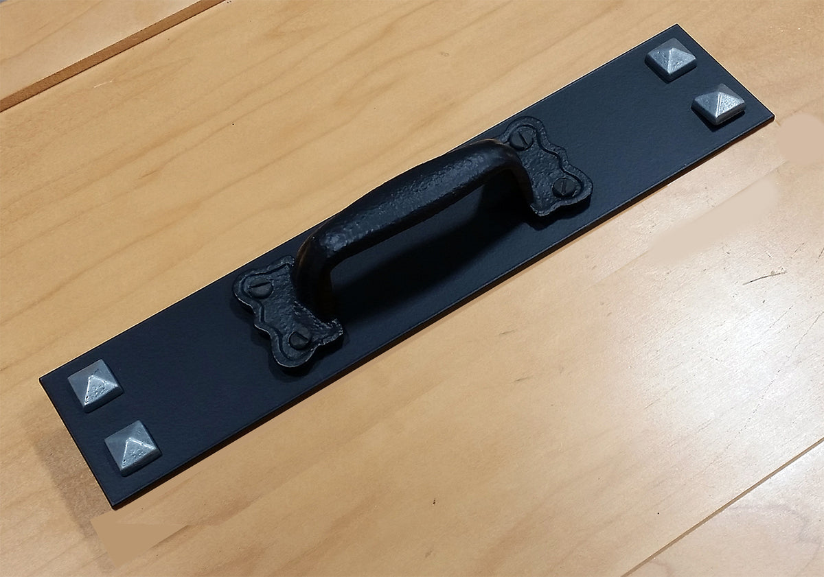 Barn Door Handle, Gate Handle, Door Pull, Rectangular with Yesteryear Pull and choice of accents
